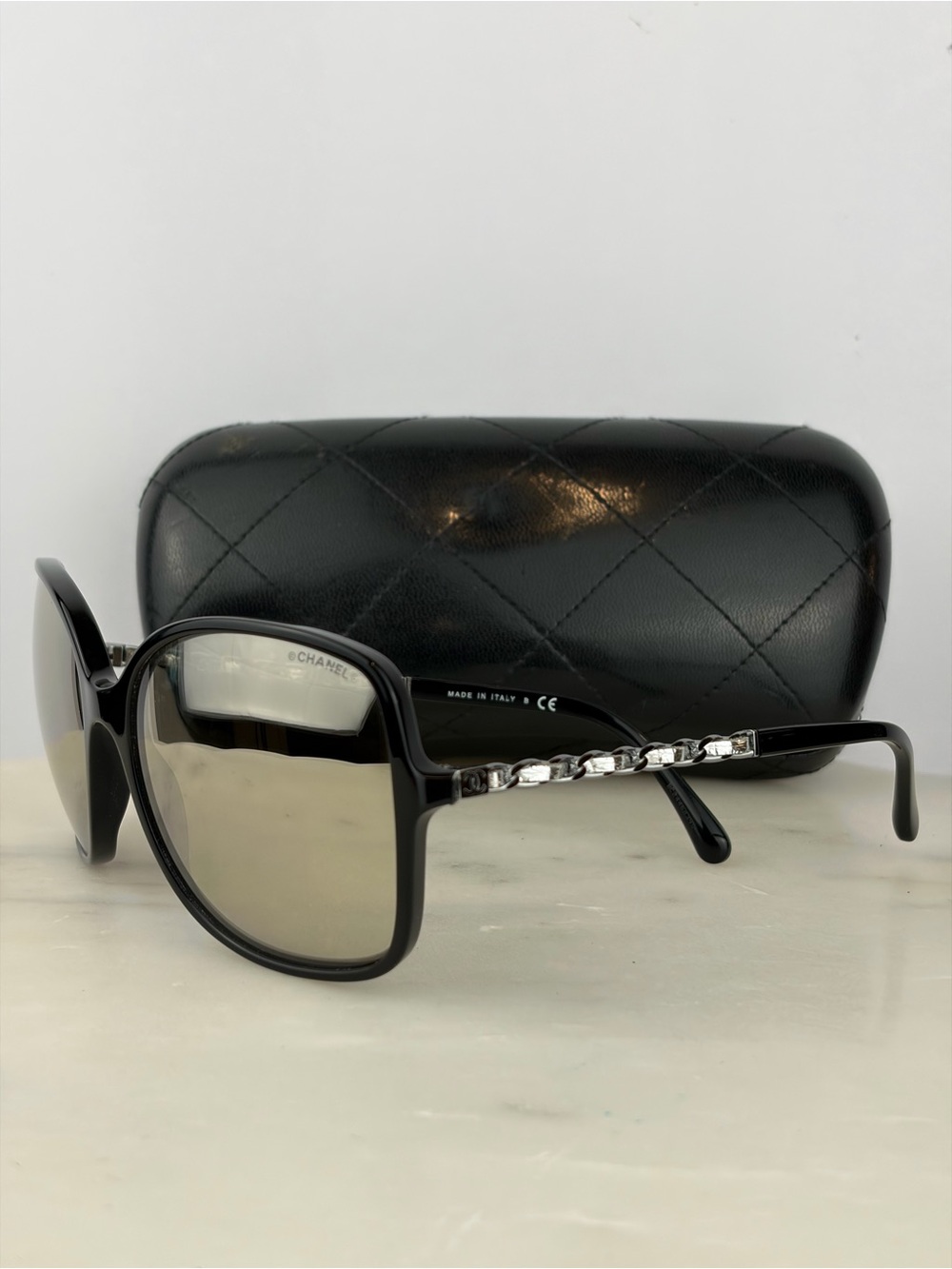 Vintage Authentic Chanel Black Square Sunglasses 5210-Q c.501/T7